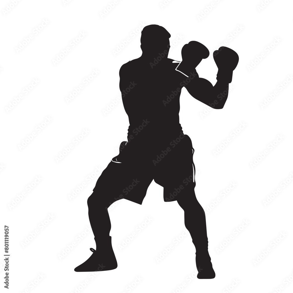 Vector silhouette of a boxer sports person. Flat cutout icon Vector silhouette of a boxer sports person. Flat cutout icon