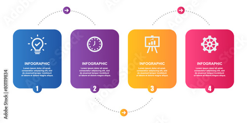 Four steps workflow process roadmap timeline infographic design template vector design photo