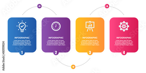 Four steps workflow process roadmap timeline infographic design template vector design