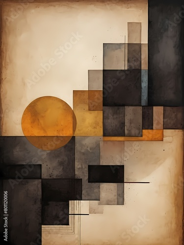 Abstract geometric painting generative AI illustration 