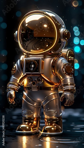 A golden astronaut stands in aYi Shi Jie photo