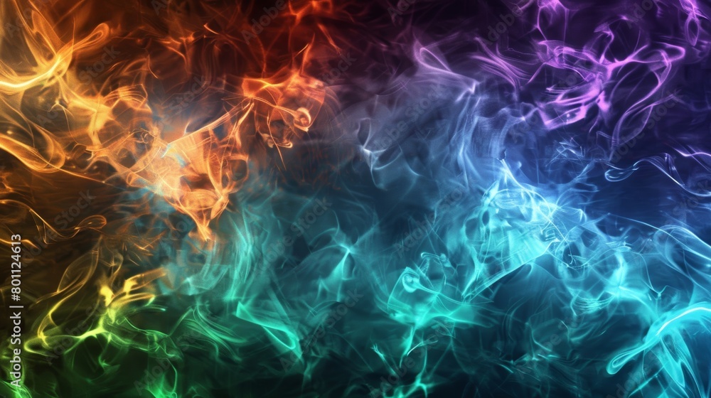 Vibrant abstract smoke patterns with a spectrum of colors on a dark backdrop. Vibrant abstract smoke patterns with a spectrum of colors on a dark backdrop.