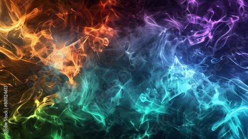 Vibrant abstract smoke patterns with a spectrum of colors on a dark backdrop.