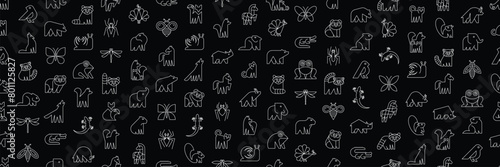 Seamless pattern with Animals logos. Animal logo set. Icon design 