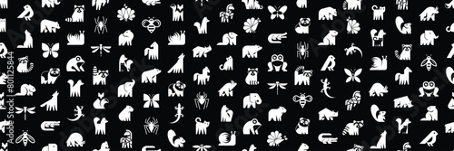 Seamless pattern with Animals logos. Animal logo set. Icon design 