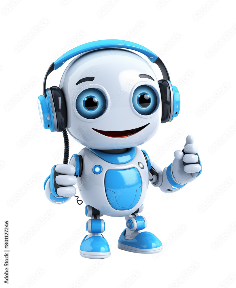 A cheerful 3D robot character with a smiling gesture isolated on a transparent background. Generative AI A cheerful 3D robot character with a smiling gesture isolated on a transparent background. Generative AI