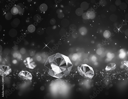 abstract shiny diamonds on black background bokeh effect sparkly backdrop wallpaper (ID: 801127476)