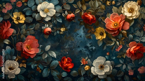 Vintage Floral Collage, vintage motif for floral print digital background.generative ai.