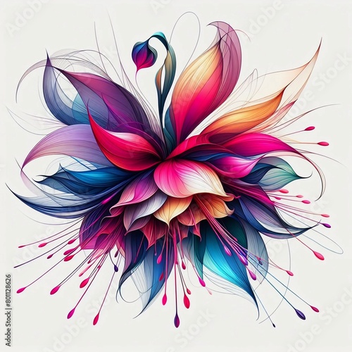 Close-up of Amarillys Flower in colorful abstract WPAP art style. Vector illustration concept background with geometric lines and bright color mix, for t-shirt designs photo