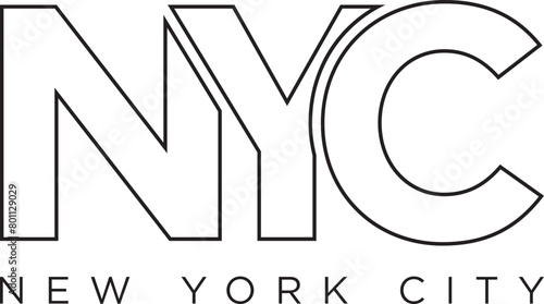 NYC, New York City, USA typography slogan design. America logo with graphic city lettering for print and web.