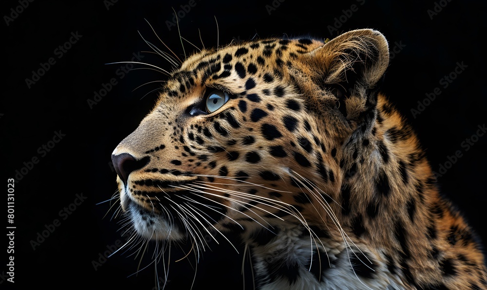 leopard's head against a black backdrop, Generative AI 