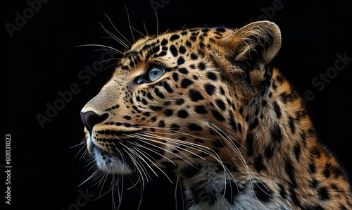 leopard s head against a black backdrop  Generative AI 