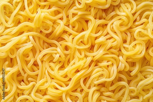 Close-up of yellow noodles in food photography style texture background image. photo