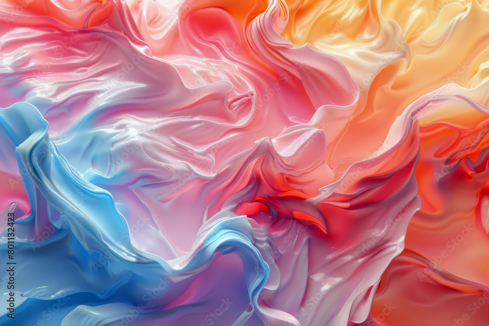 Obraz premium Abstract background of colored flowing liquid, 3d rendering, computer digital drawing