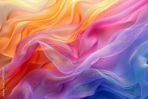 Abstract background with multicolored wavy texture of silk or satin