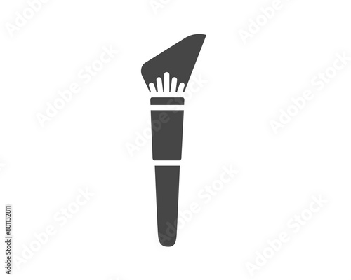 Makeup and cosmetics. Vector graphic black icons of beauty brushes for face, powder, blush, eyeshadow.