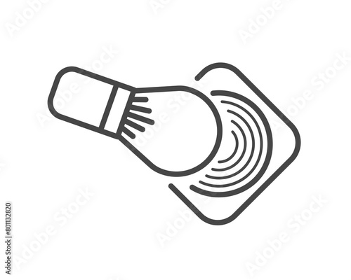 Makeup and cosmetics. Linear vector graphic icons of beauty in the form of powder with brush.