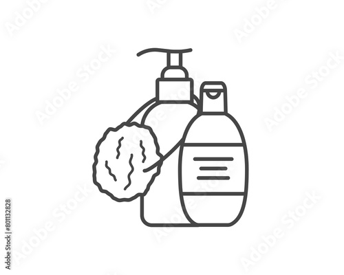 Vector set of beauty, cosmetics and care icons. Bottle, jar, shower gel, face cream, body lotion, spray, ointment, paste.