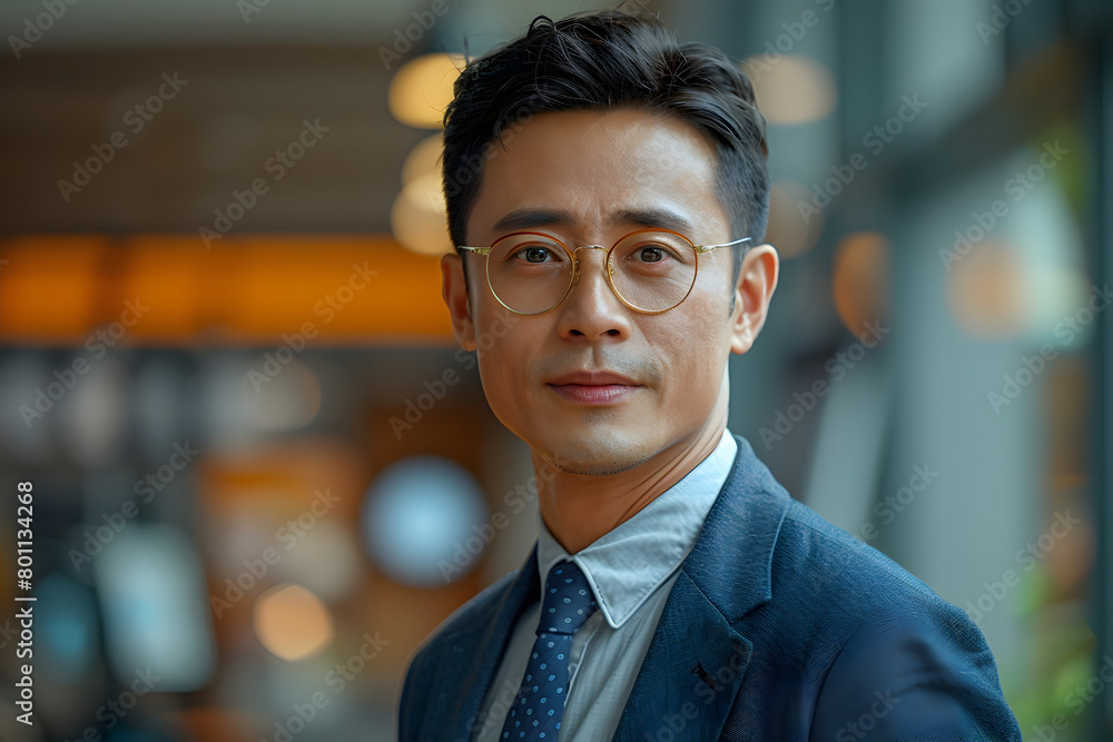 Fototapeta premium Asian Businessman in Stylized Corporate Portrait