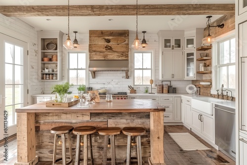Rustic farmhouse kitchen decor with reclaimed wood accents and vintage-inspired touches.