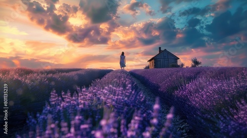 Generate a composite photo prompt featuring a lavender