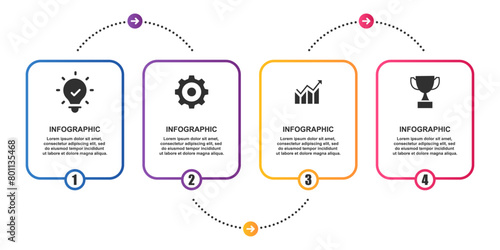 Four steps workflow process roadmap timeline infographic design template vector design