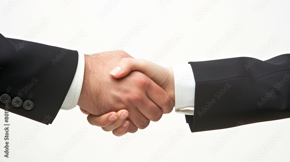 Professional Handshake: Business Duo in Suits Conclude Interview in Office Professional Handshake: Business Duo in Suits Conclude Interview in Office