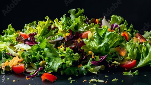 salad with vegetables on a dark background, Generative AI,