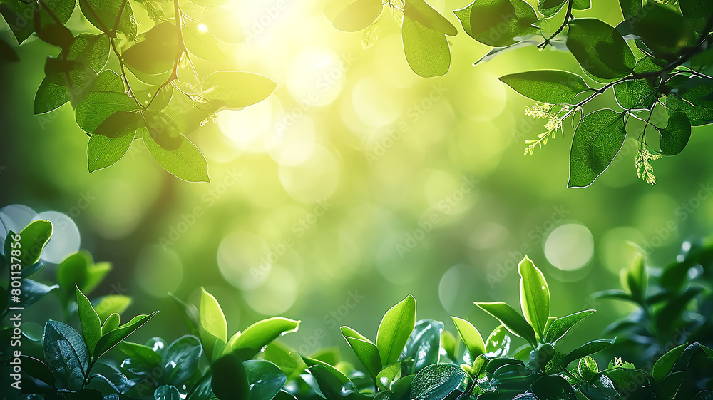 Spring green foliage in the sunlight close-up Spring green foliage in the sunlight close-up