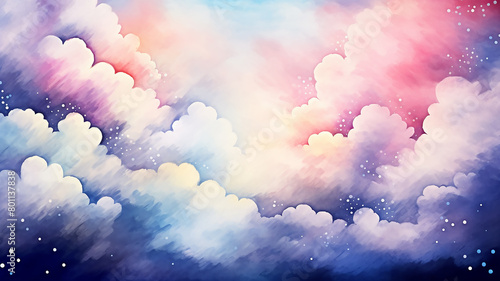 An impressive multicolored cloudy landscape, a watercolor-style background postcard