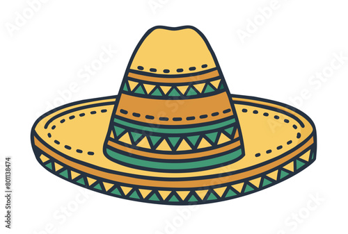 Vibrant vector illustration of a mexican sombrero with intricate patterns