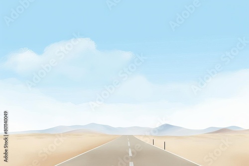 Minimal road, desert, clear sky photo