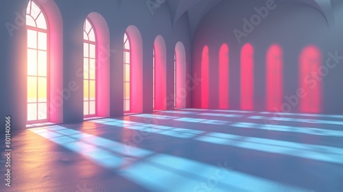 Colorful Structural Interior Design  Modern empty room with colorful wall 3D illustration  Generative AI