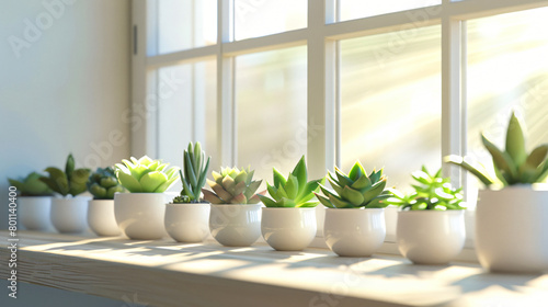 Sunny Succulents  Neatly Organized in Minimalist Pots