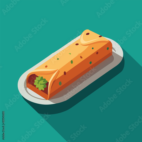 Colorful illustration of a traditional mexican enchilada served on a plate, representing authentic street food