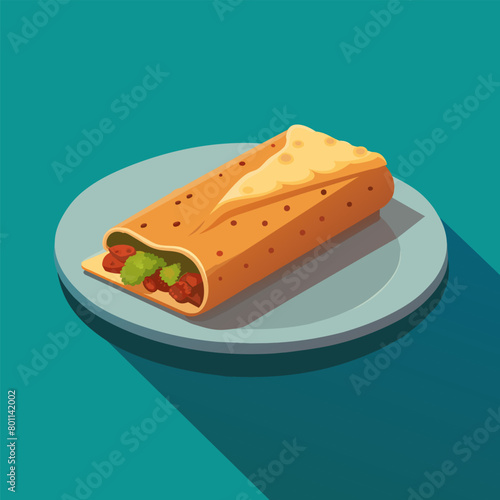 Vibrant illustration of a mexican enchilada, a popular street food, served on a plate