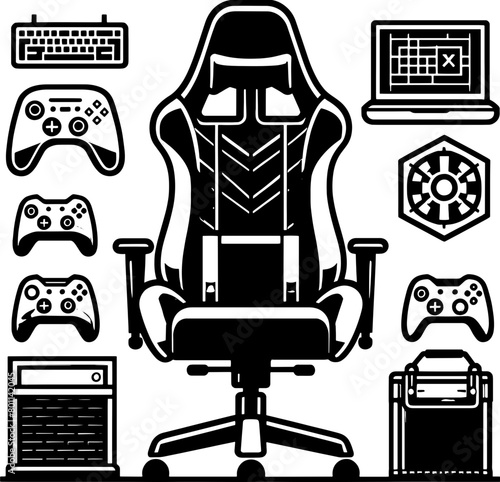 Gaming chair furniture icon 10