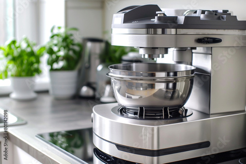 A stainless steel food processor with precision blades  offering consistent and efficient processing.