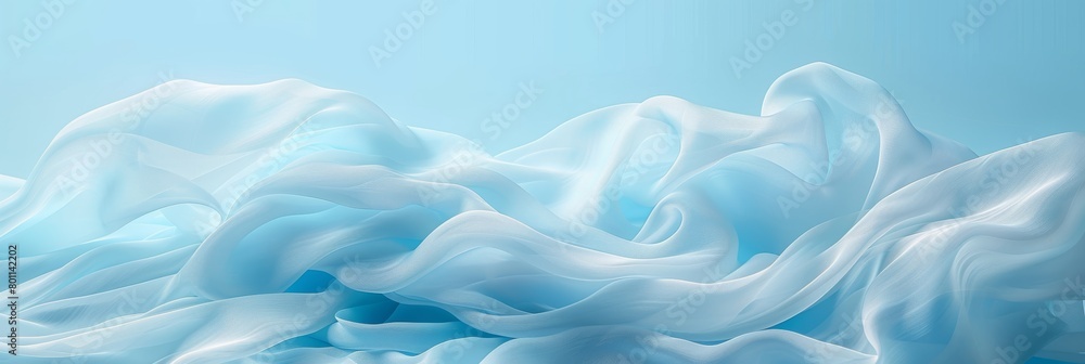 Tranquil blue silk waves, soft flowing fabric abstract background with spacious text placement area Tranquil blue silk waves, soft flowing fabric abstract background with spacious text placement area