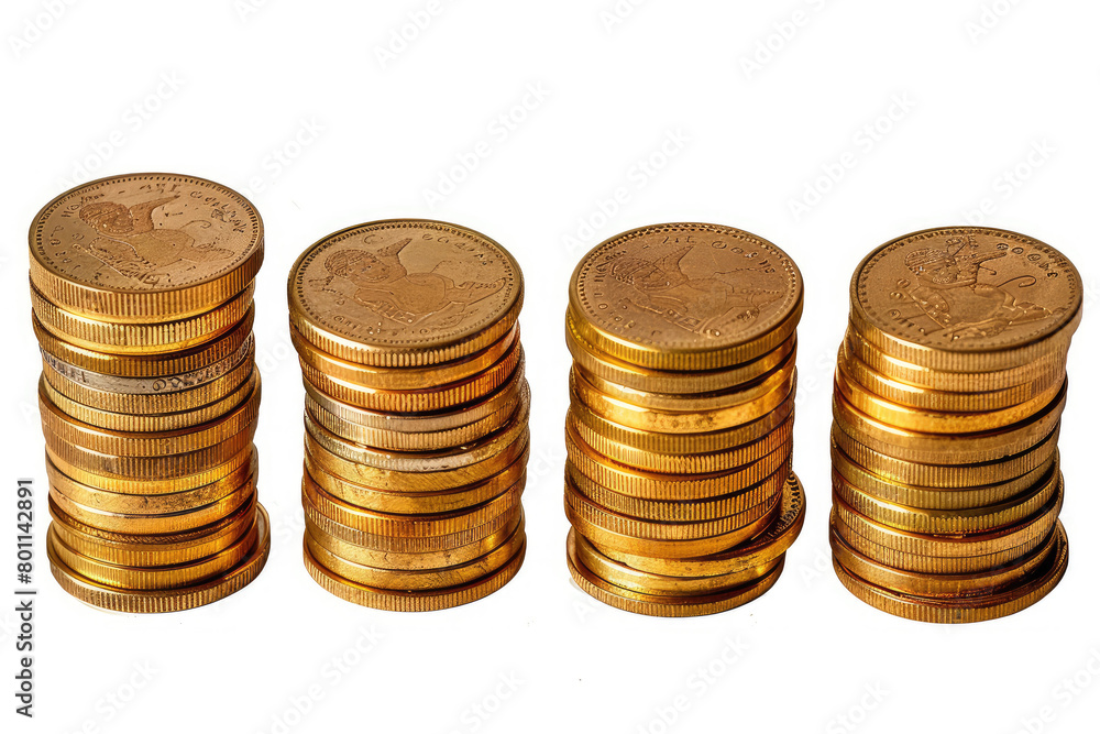 AI Generated pile of gold coins stacked on top of each other AI Generated pile of gold coins stacked on top of each other