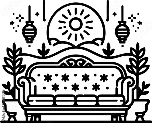 Divan furniture icon