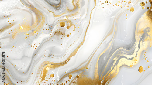 White and gold marble texture. Luxury abstract fluid art paint marble background. Generative AI.