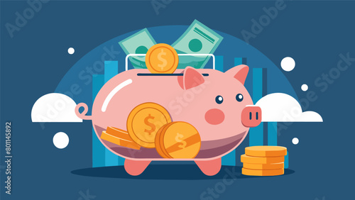 An open and honest approach to managing money illustrated by a glass piggy bank filled with a mix of currency.