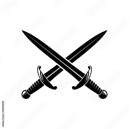 Crossed swords isolated on white background design element for logo label badge sign vector illustration