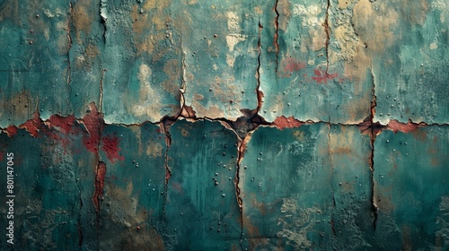   A close-up of a wall with peeling paint on its sides photo