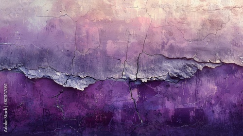  A tight shot of a purpled-white wall with a central fissure and peeling paint