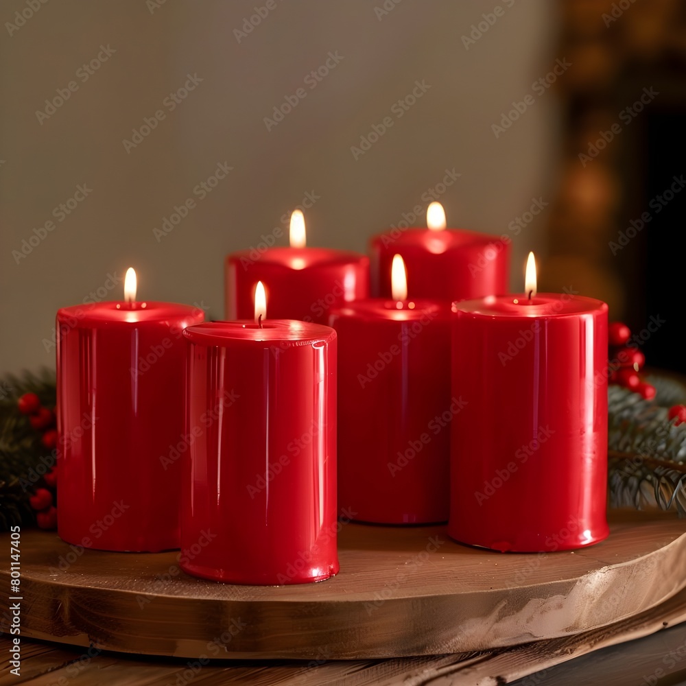 red candles, christmas candles on red background red candles, christmas candles on red background