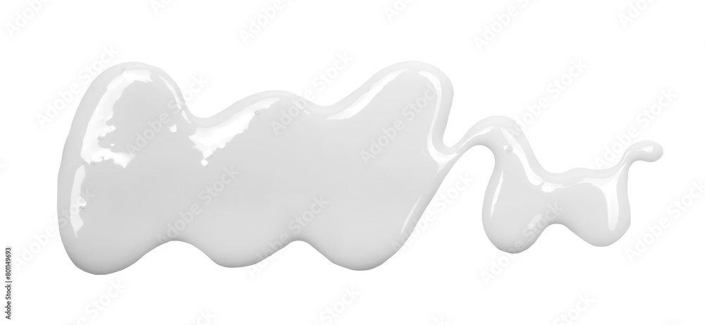 Spilled milk puddle isolated on white background and texture, top view Spilled milk puddle isolated on white background and texture, top view
