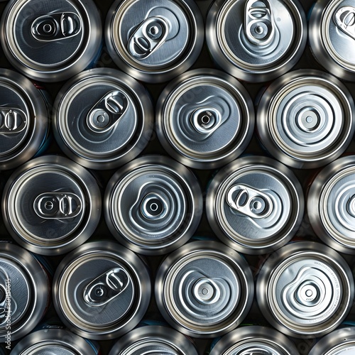 cans of beer, Many beer cans seen from above closeup full frame as background 