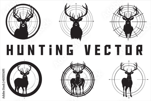 Deer Hunting Silhouette. Dear Hunting Vector Illustration.